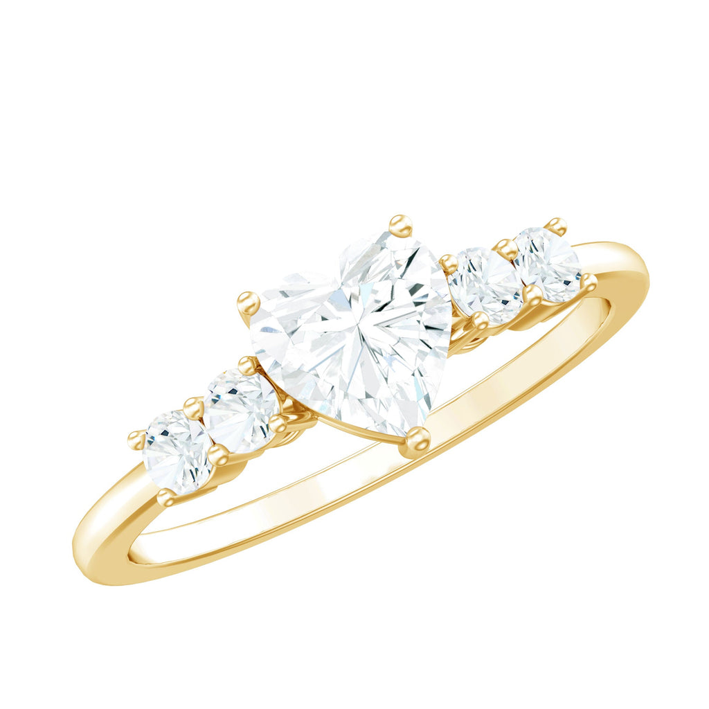 Certified Brilliant Cut Moissanite Heart Promise Ring for Her