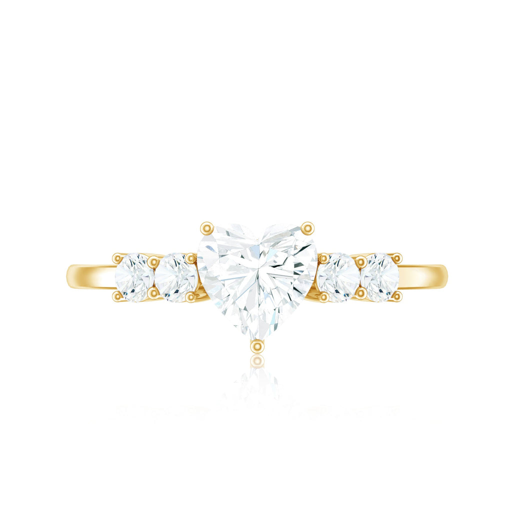 Certified Brilliant Cut Moissanite Heart Promise Ring for Her