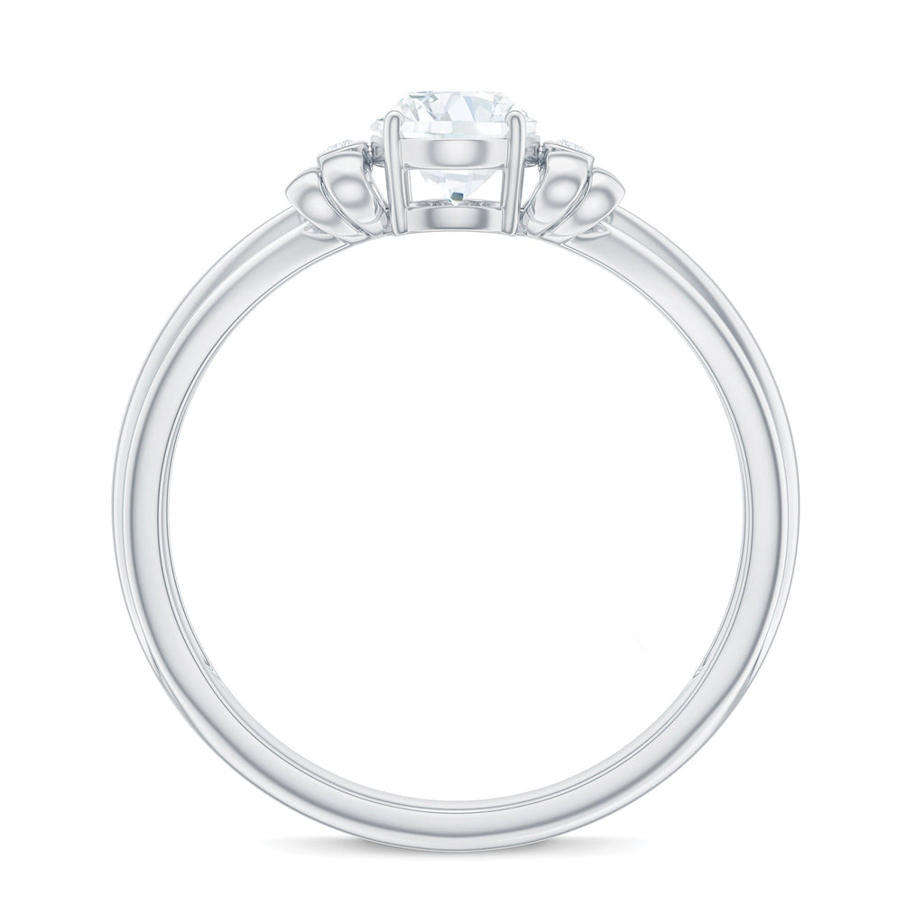 Oval Cut Moissanite Solitaire Engagement Ring with Bow Design