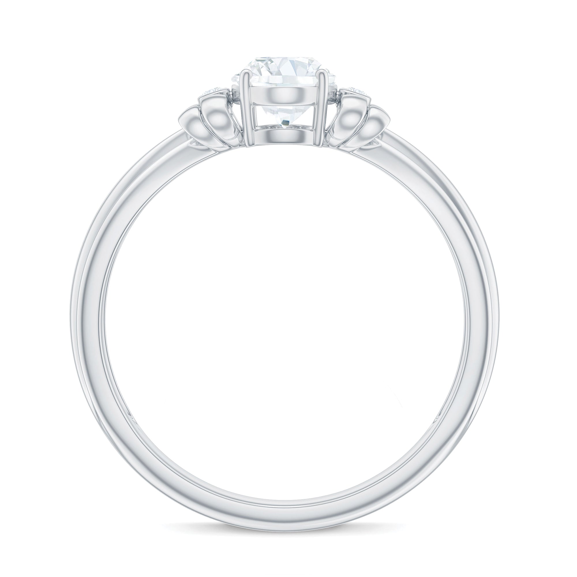 Oval Cut Moissanite Solitaire Engagement Ring with Bow Design
