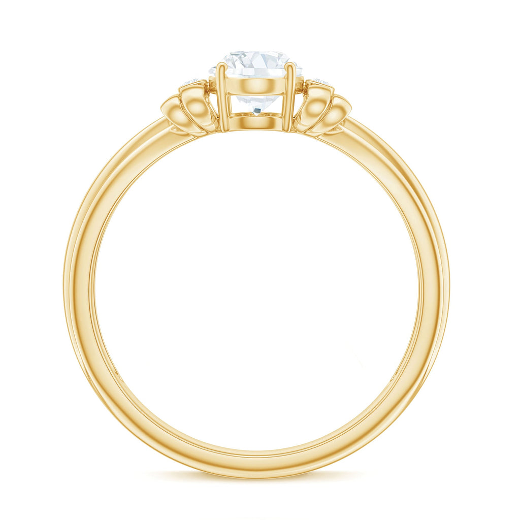 Oval Cut Moissanite Solitaire Engagement Ring with Bow Design