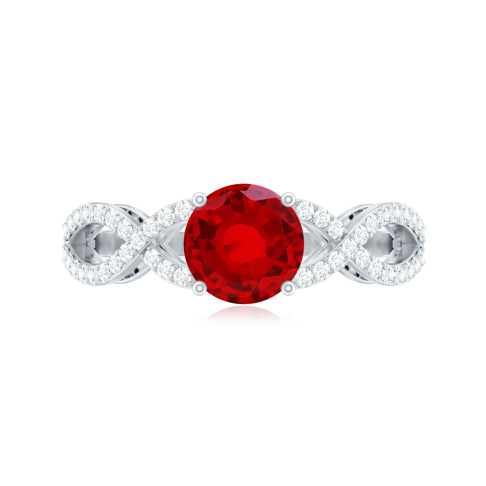 Certified Lab Grown Ruby Crossover Engagement Ring With Moissanite