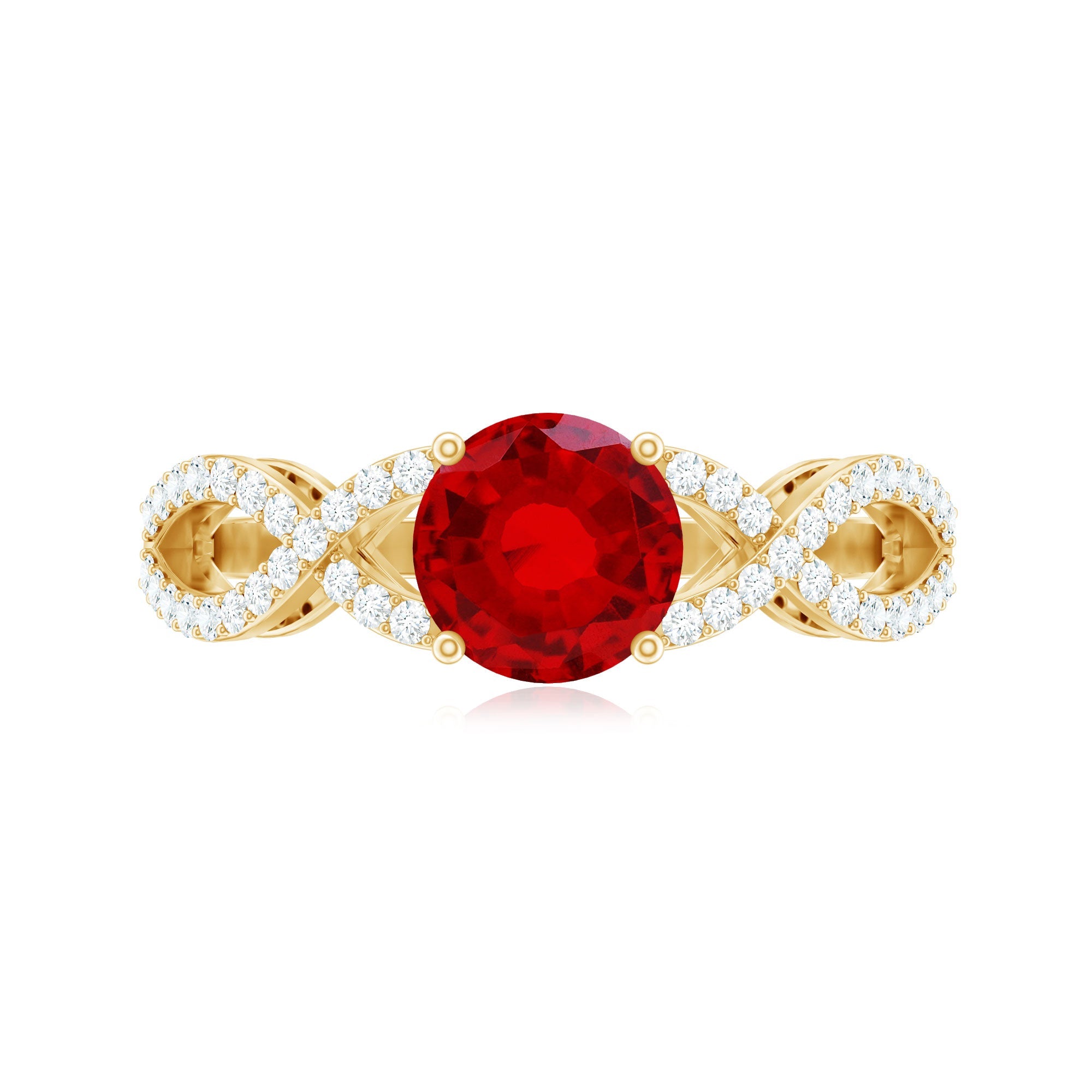 Certified Lab Grown Ruby Crossover Engagement Ring With Moissanite