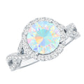 Real 2 Carat Ethiopian Opal Halo Engagement Ring with Crossover Shank