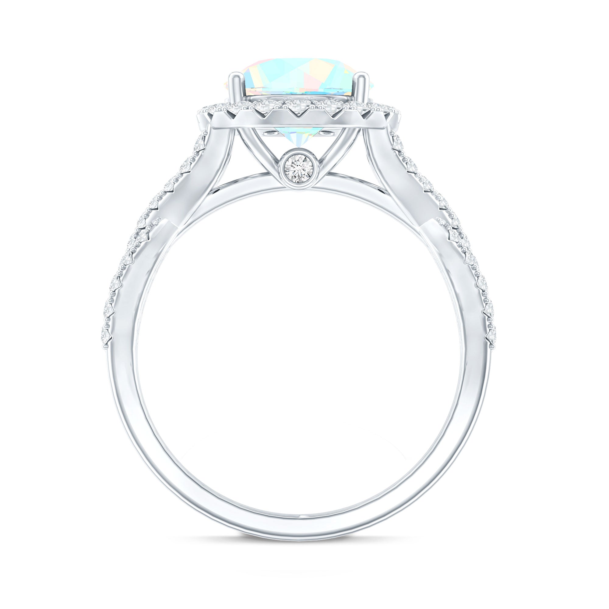 Real 2 Carat Ethiopian Opal Halo Engagement Ring with Crossover Shank
