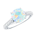 Natural 2 Carat Ethiopian Opal Diamond Engagement Ring with Side Stones