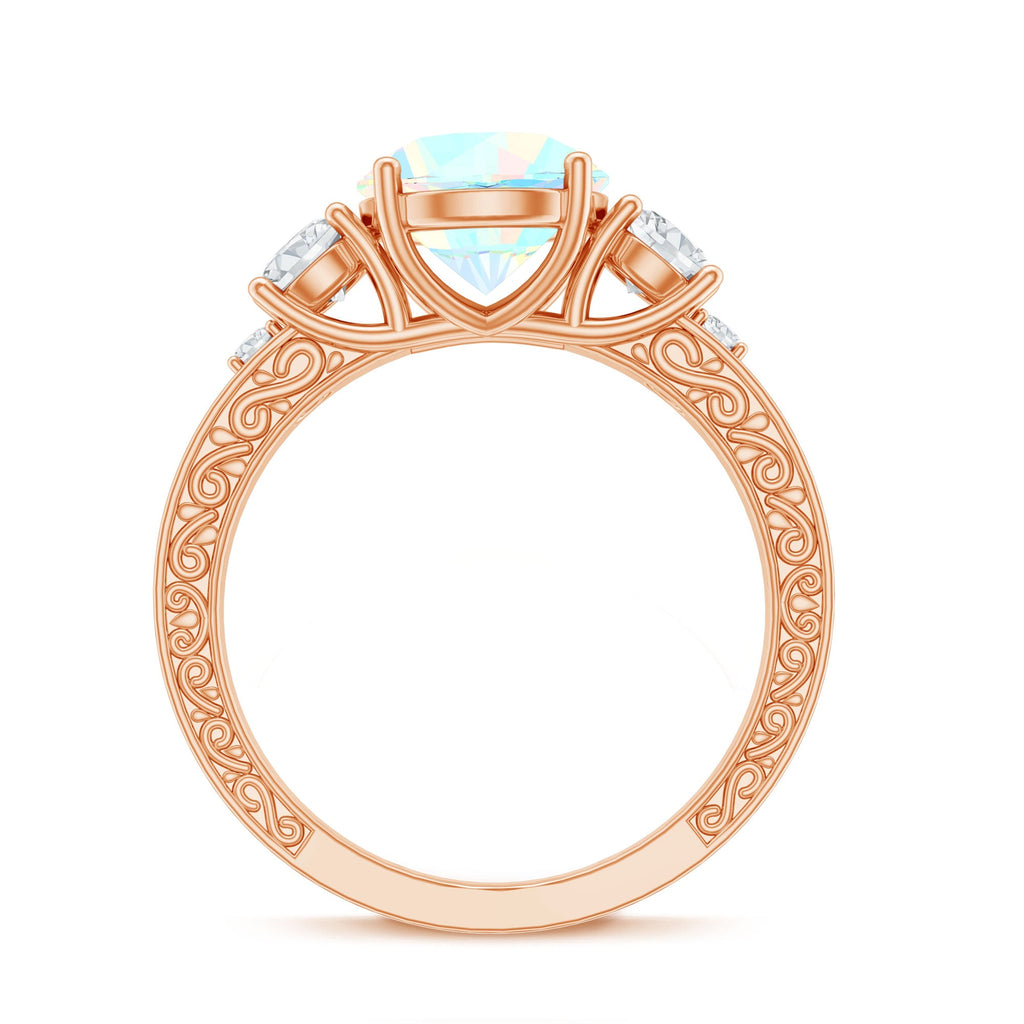 Certified 2 Carat Real Ethiopian Opal 3 Stone Engagement Ring With Certificate