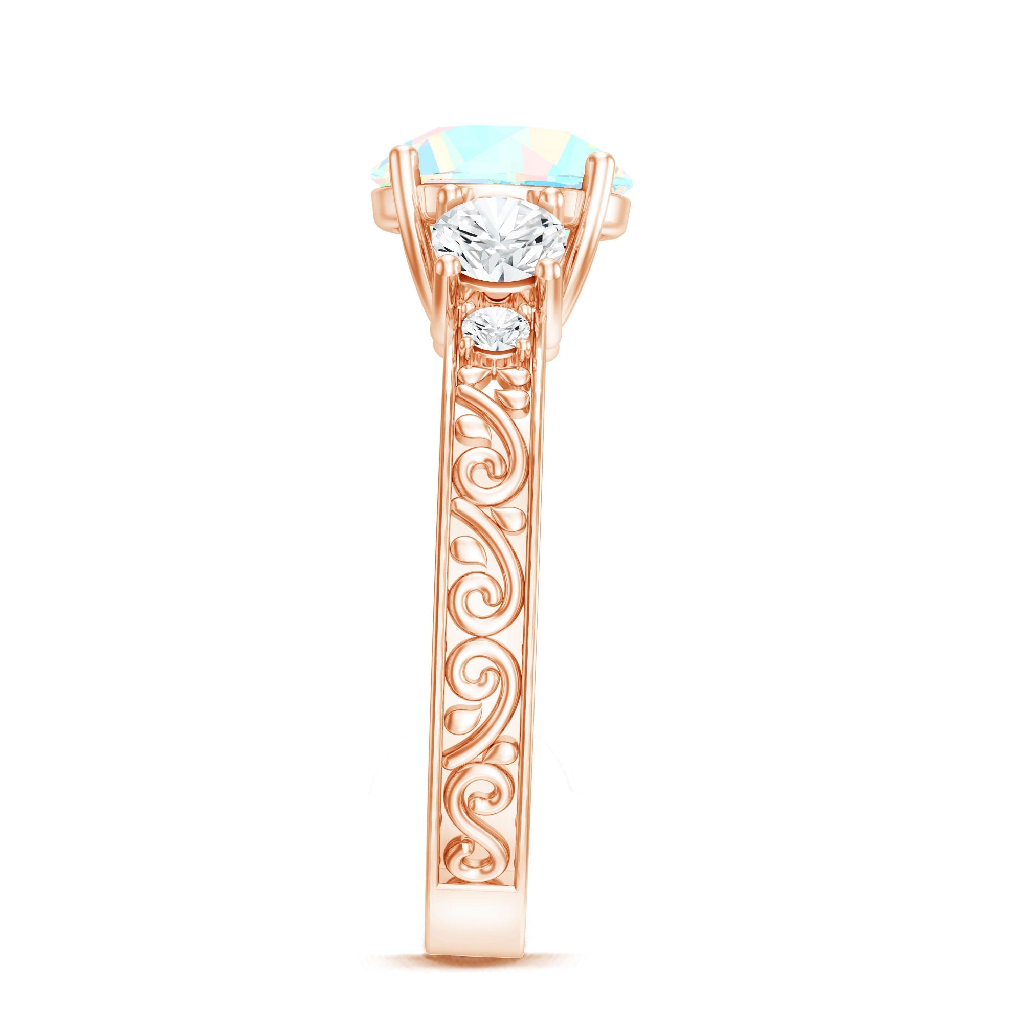 Certified 2 Carat Real Ethiopian Opal 3 Stone Engagement Ring With Certificate
