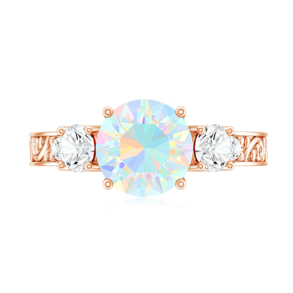Certified 2 Carat Real Ethiopian Opal 3 Stone Engagement Ring With Certificate