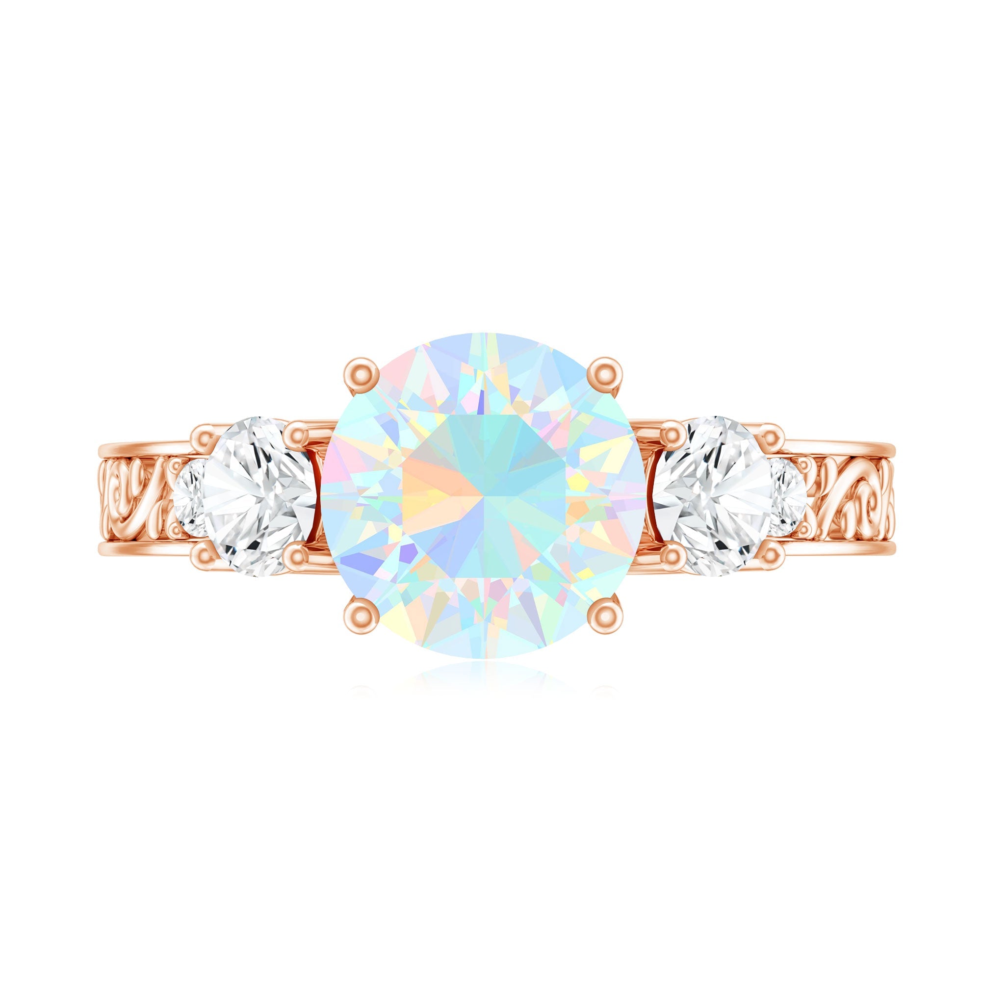 Certified 2 Carat Real Ethiopian Opal 3 Stone Engagement Ring With Certificate
