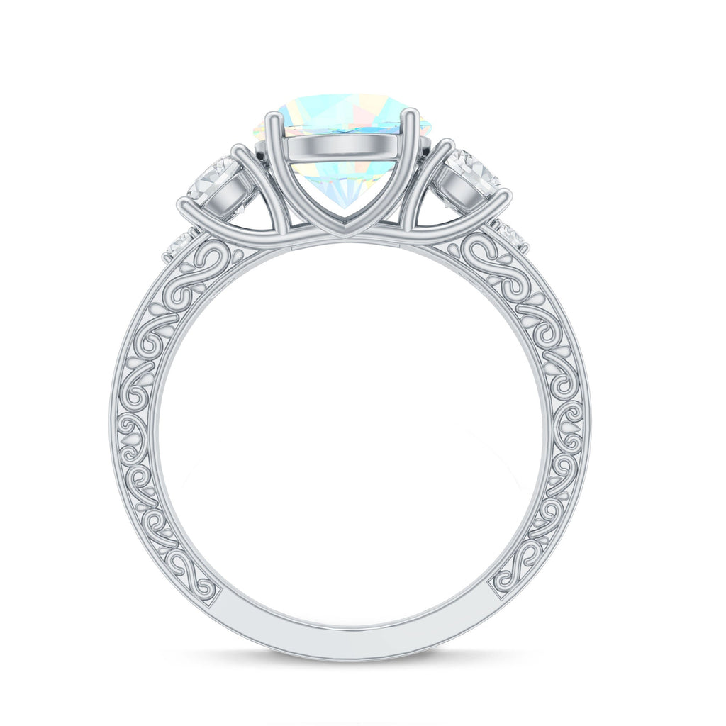 Certified 2 Carat Real Ethiopian Opal 3 Stone Engagement Ring With Certificate