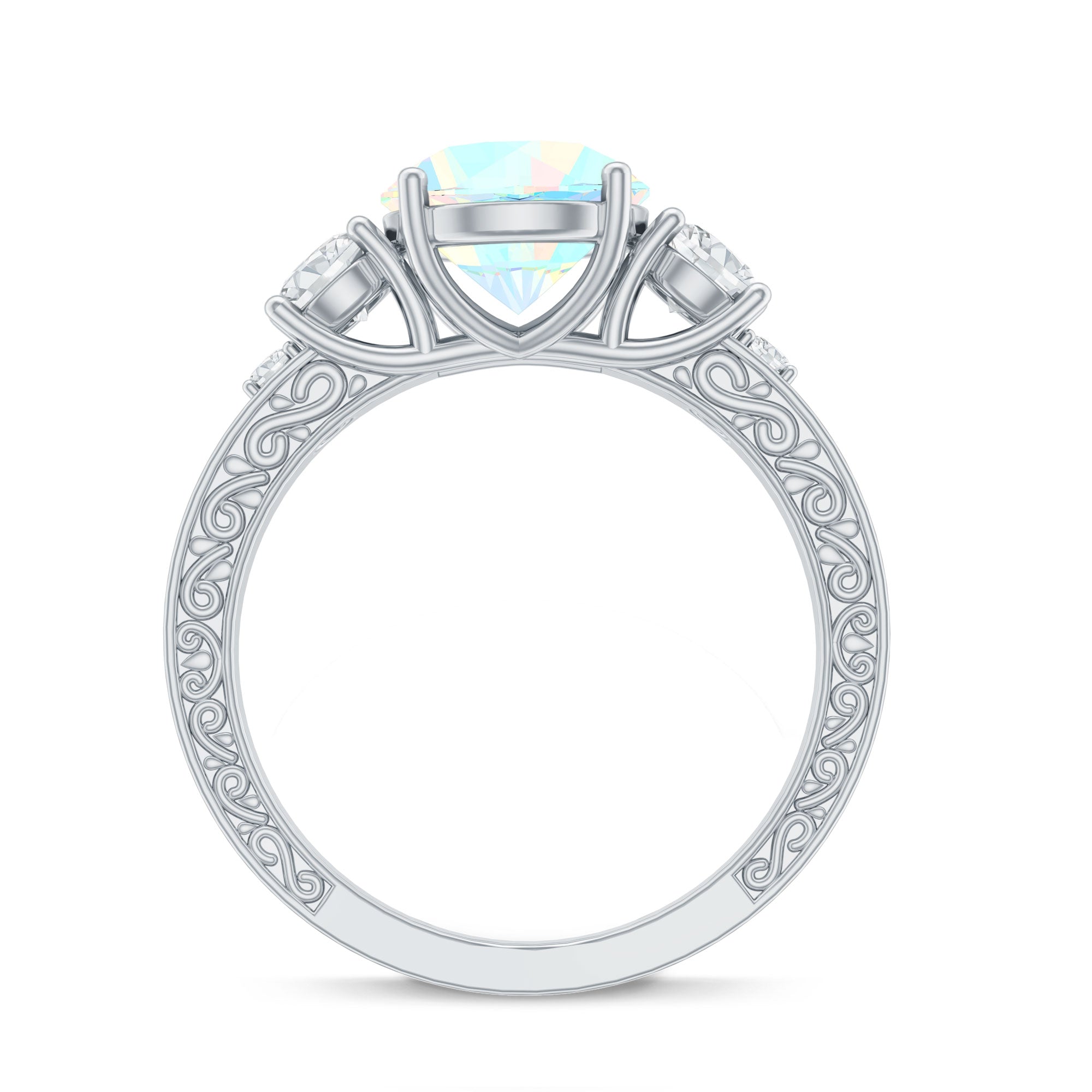 Certified 2 Carat Real Ethiopian Opal 3 Stone Engagement Ring With Certificate