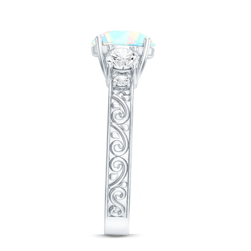 Certified 2 Carat Real Ethiopian Opal 3 Stone Engagement Ring With Certificate