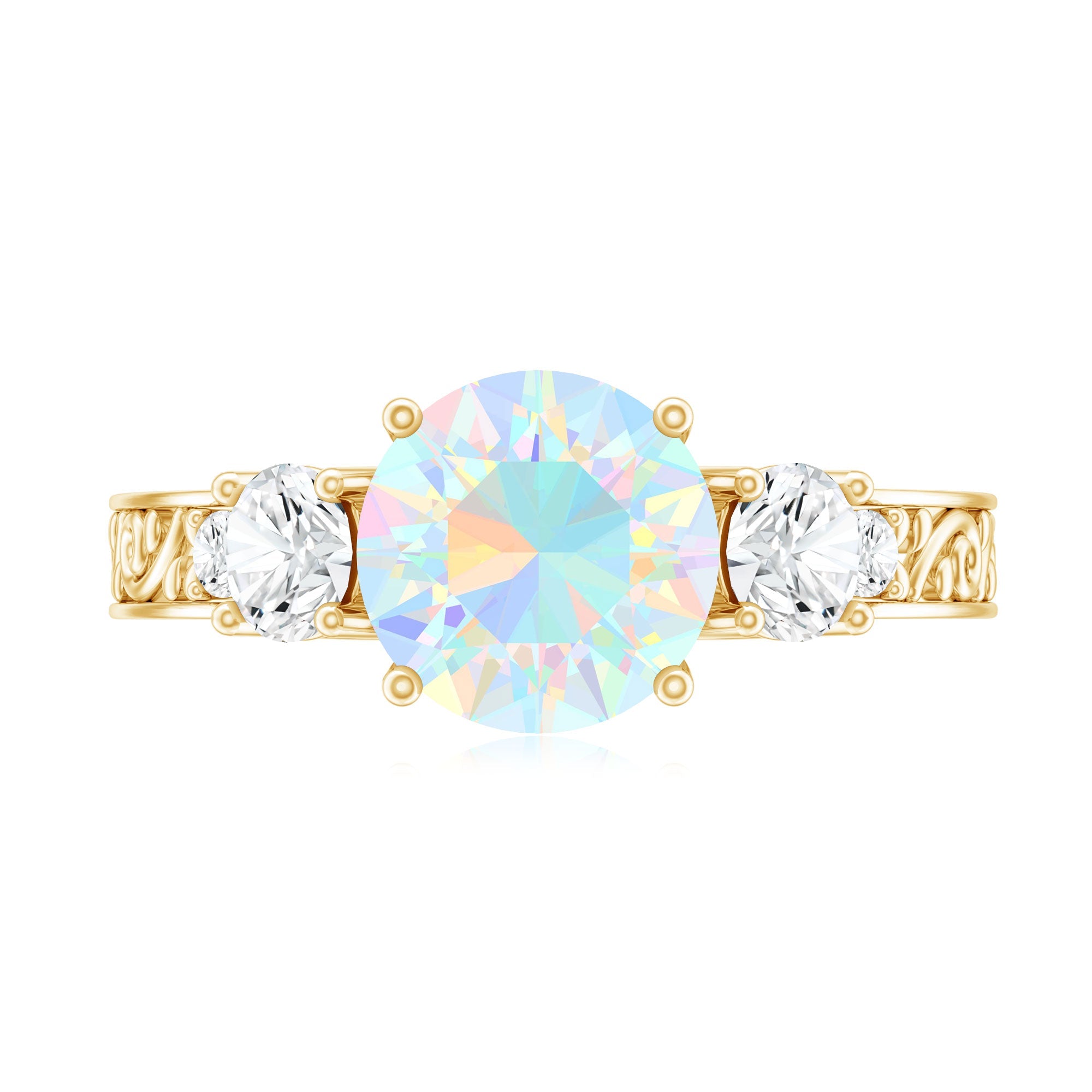 Certified 2 Carat Real Ethiopian Opal 3 Stone Engagement Ring With Certificate