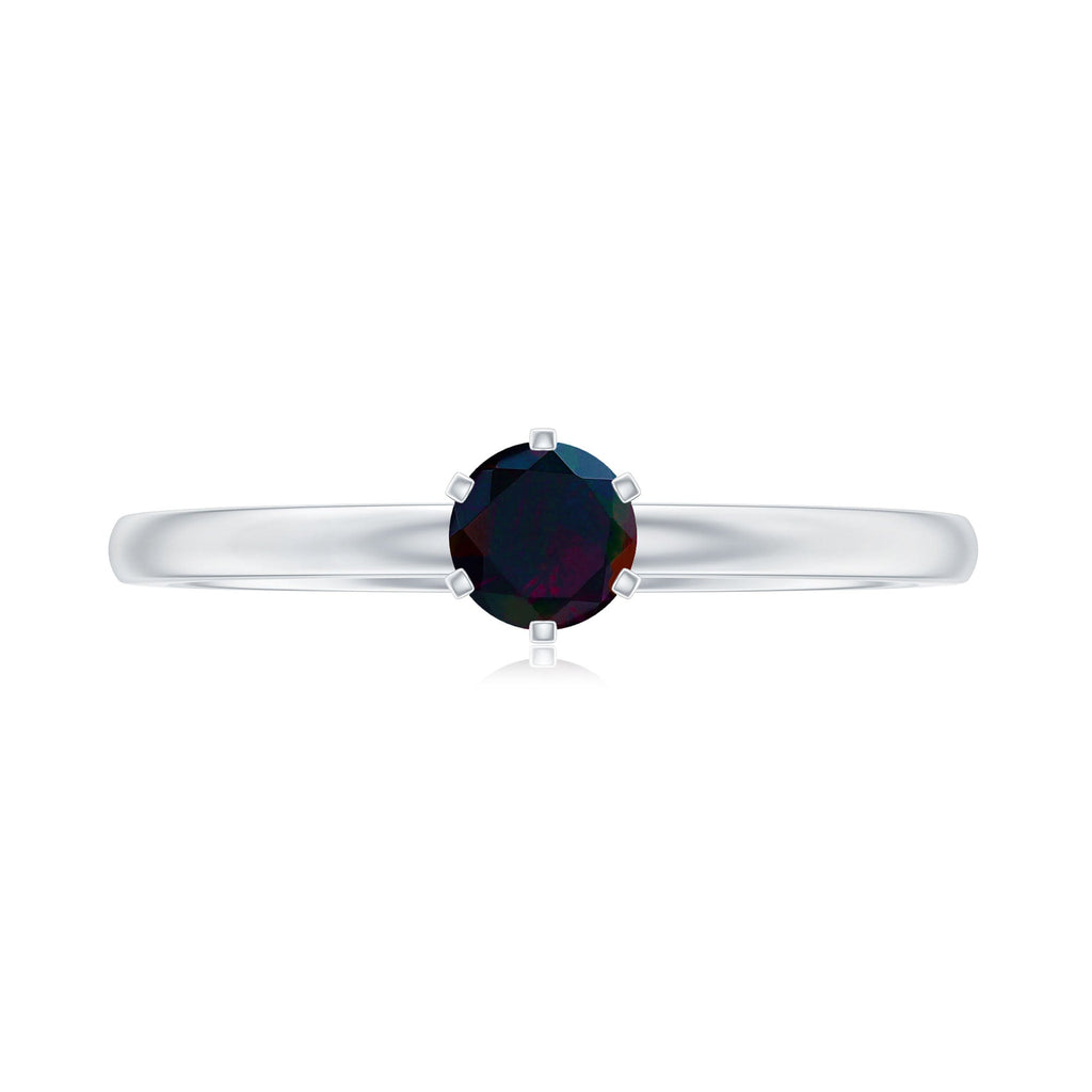 0.45 Carat Round Black Opal Solitaire Promise Ring