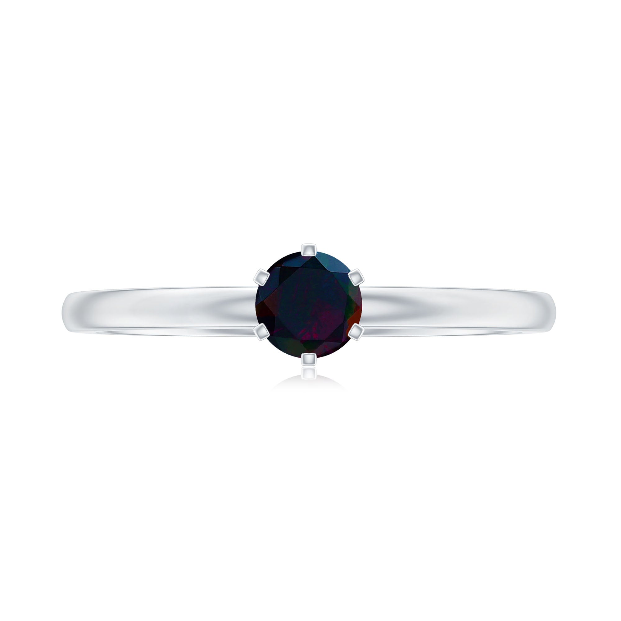 0.45 Carat Round Black Opal Solitaire Promise Ring