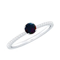 0.4 Carat Round Black Opal Solitaire Engagement Ring with Diamond