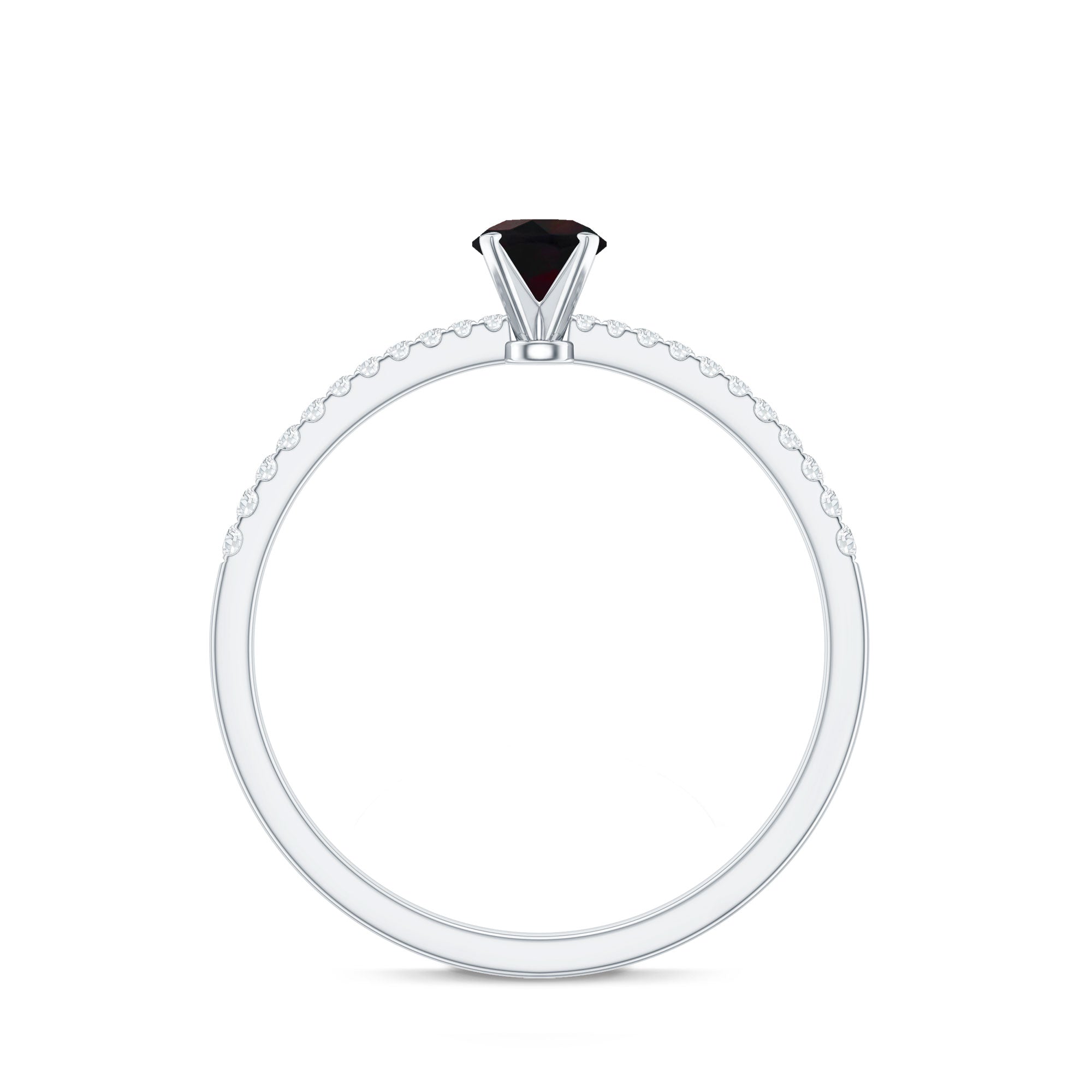 0.4 Carat Round Black Opal Solitaire Engagement Ring with Diamond