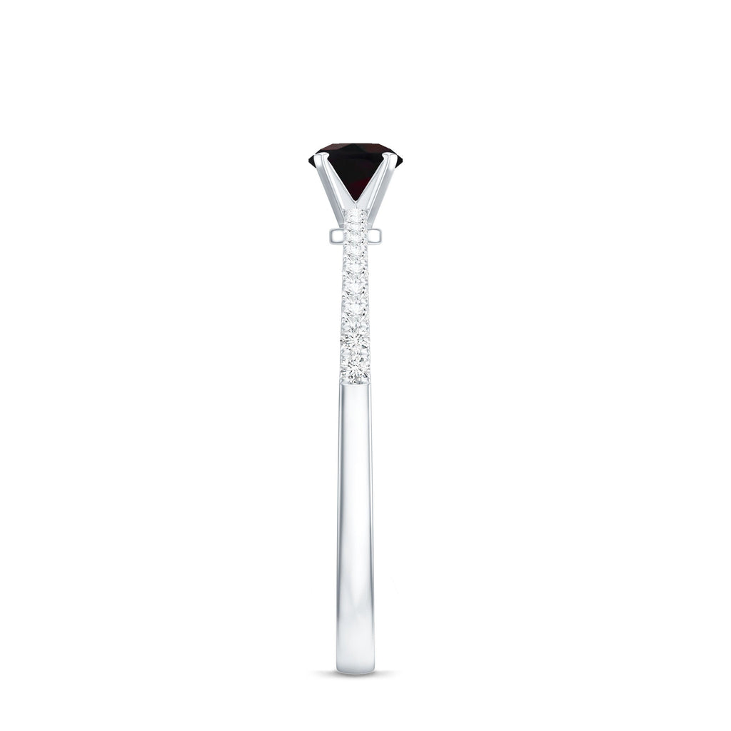 0.4 Carat Round Black Opal Solitaire Engagement Ring with Diamond