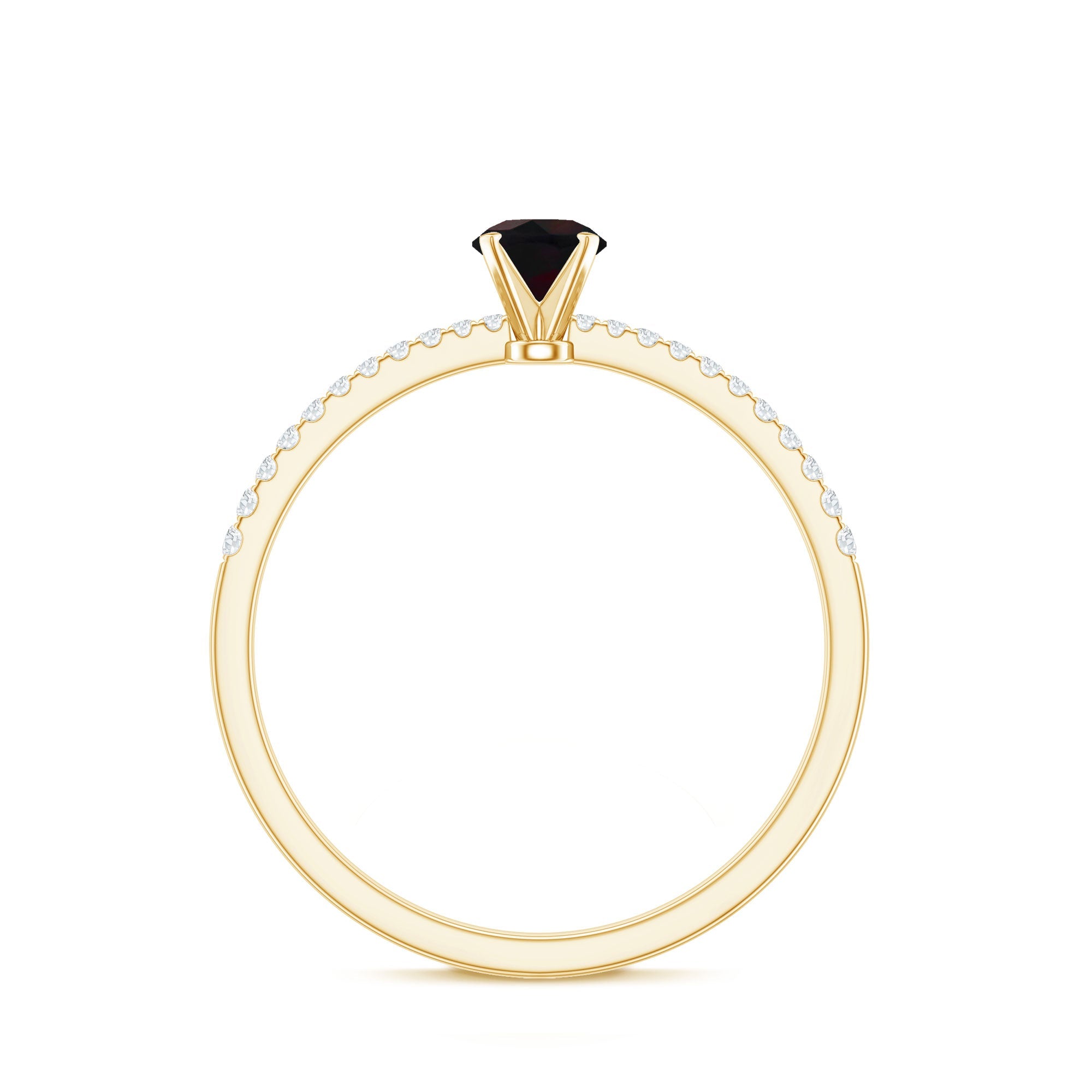 0.4 Carat Round Black Opal Solitaire Engagement Ring with Diamond