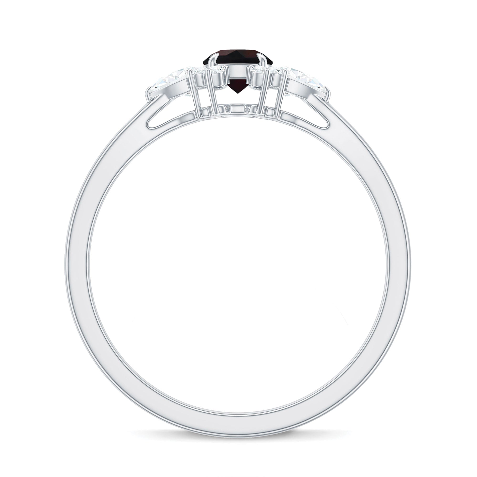Claw Set Round Black Opal and Diamond Promise Ring