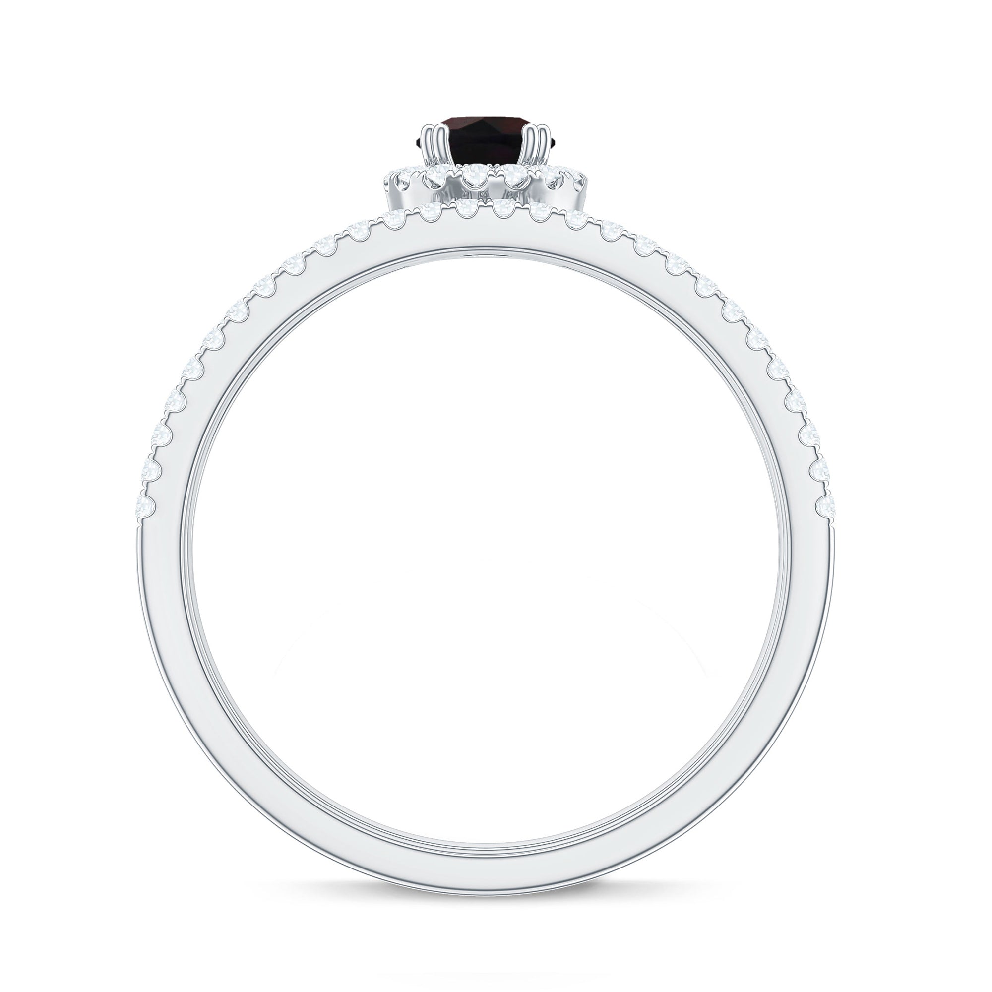 Certified Round Black Opal Wedding Ring Set with Moissanite