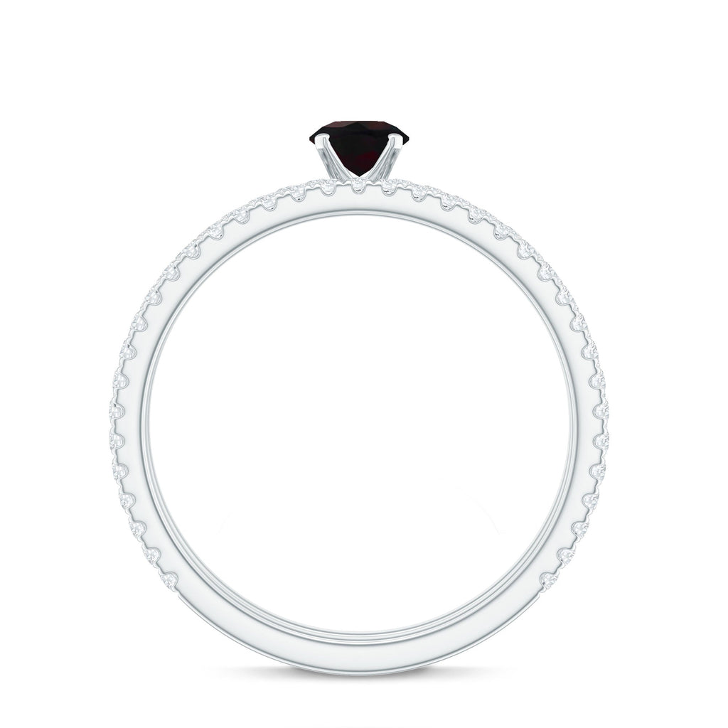 0.4 Carat Minimal Wedding Ring Set with Black Opal and Diamond