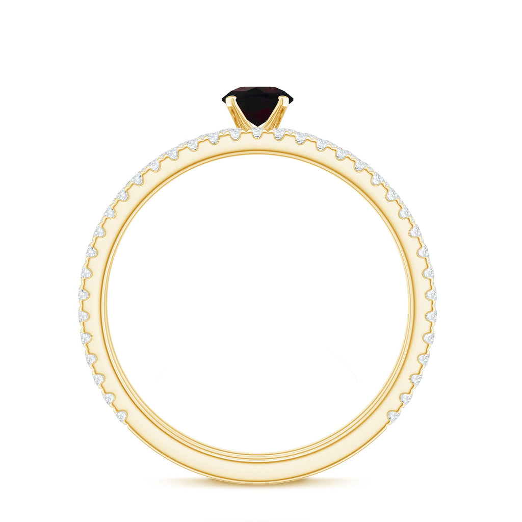0.4 Carat Minimal Wedding Ring Set with Black Opal and Diamond