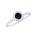 Genuine Black Opal Minimal Promise Ring with Diamond Halo