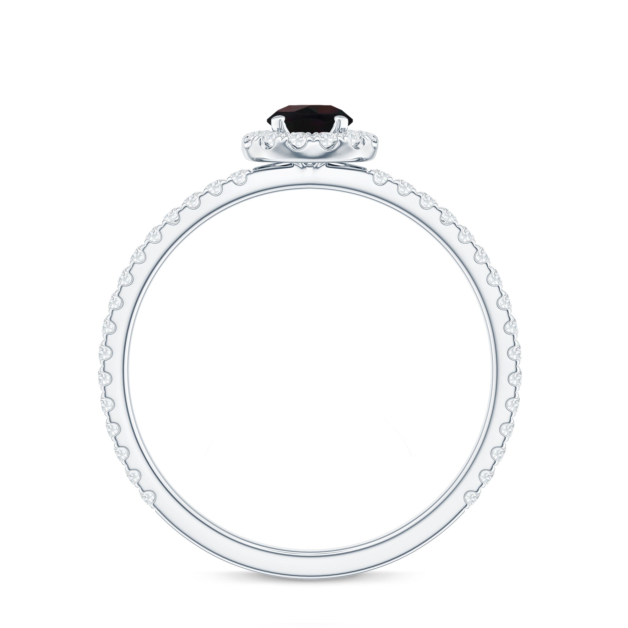 Genuine Black Opal Minimal Promise Ring with Diamond Halo