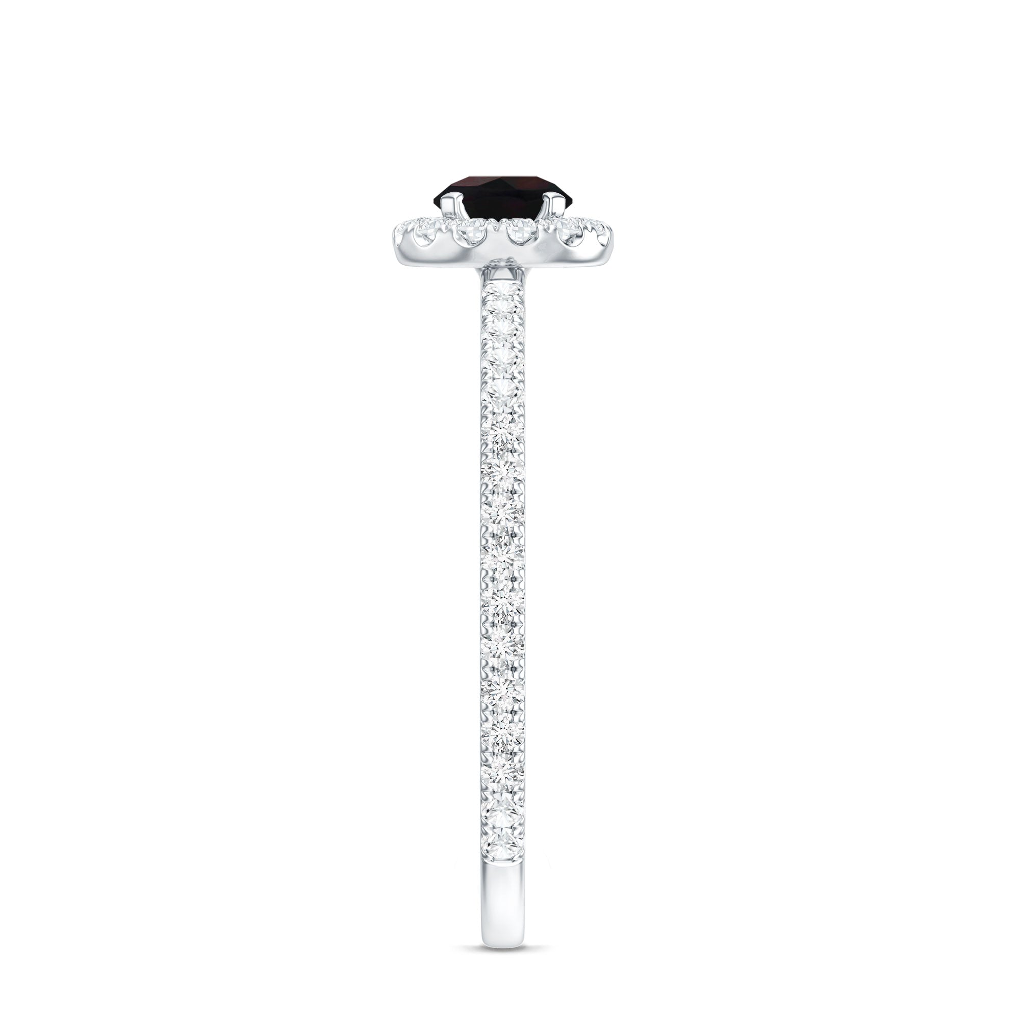 Genuine Black Opal Minimal Promise Ring with Diamond Halo