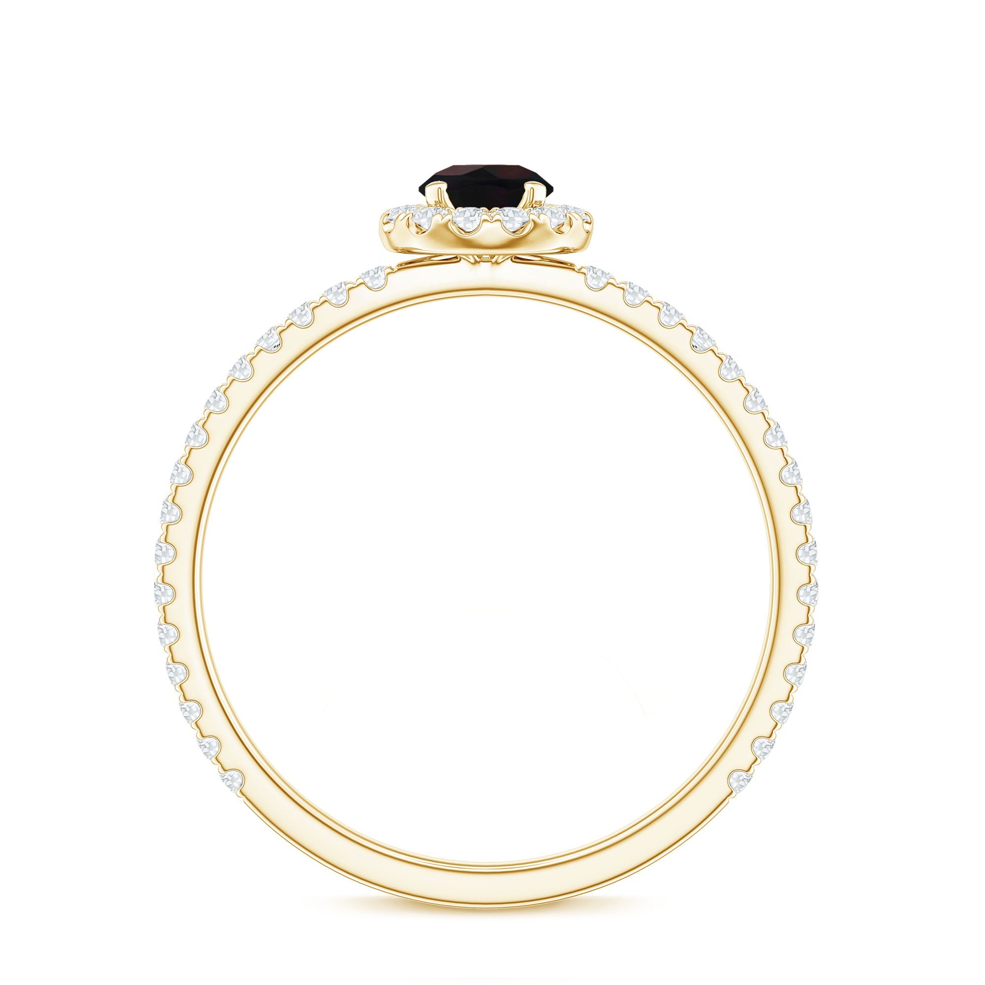 Genuine Black Opal Minimal Promise Ring with Diamond Halo
