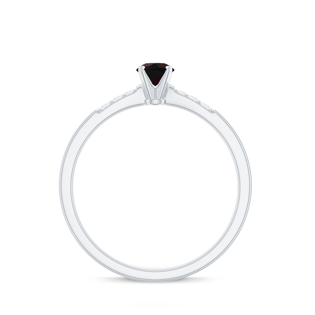 Black Opal Promise Ring with Diamond Side Stones