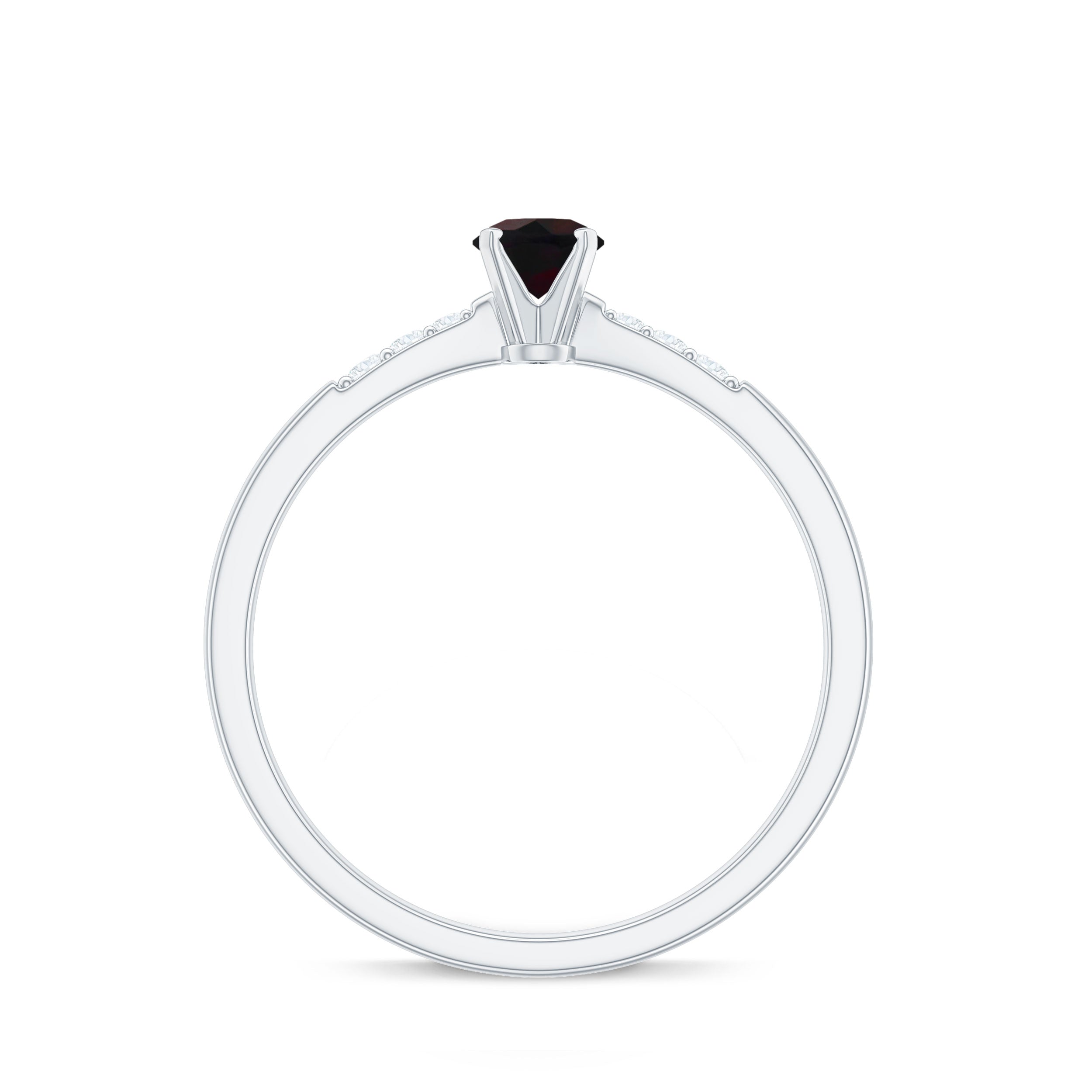 Black Opal Promise Ring with Diamond Side Stones