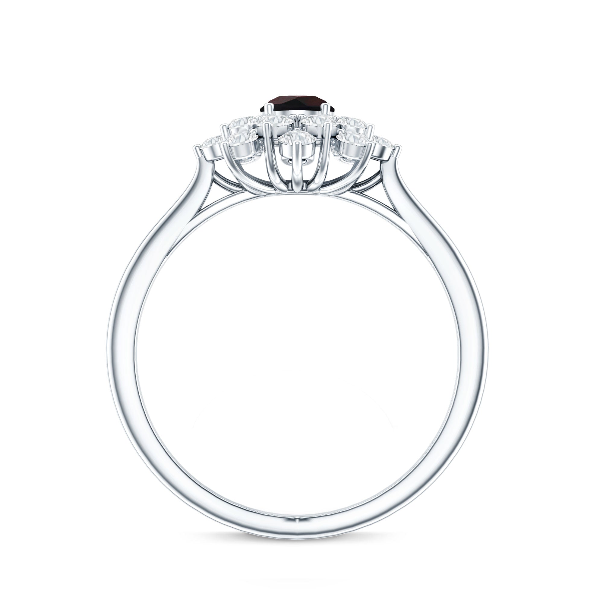 Black Opal and Diamond Flower Cluster Engagement Ring