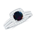 Classic Black Opal Engagement Ring with Moissanite Accent