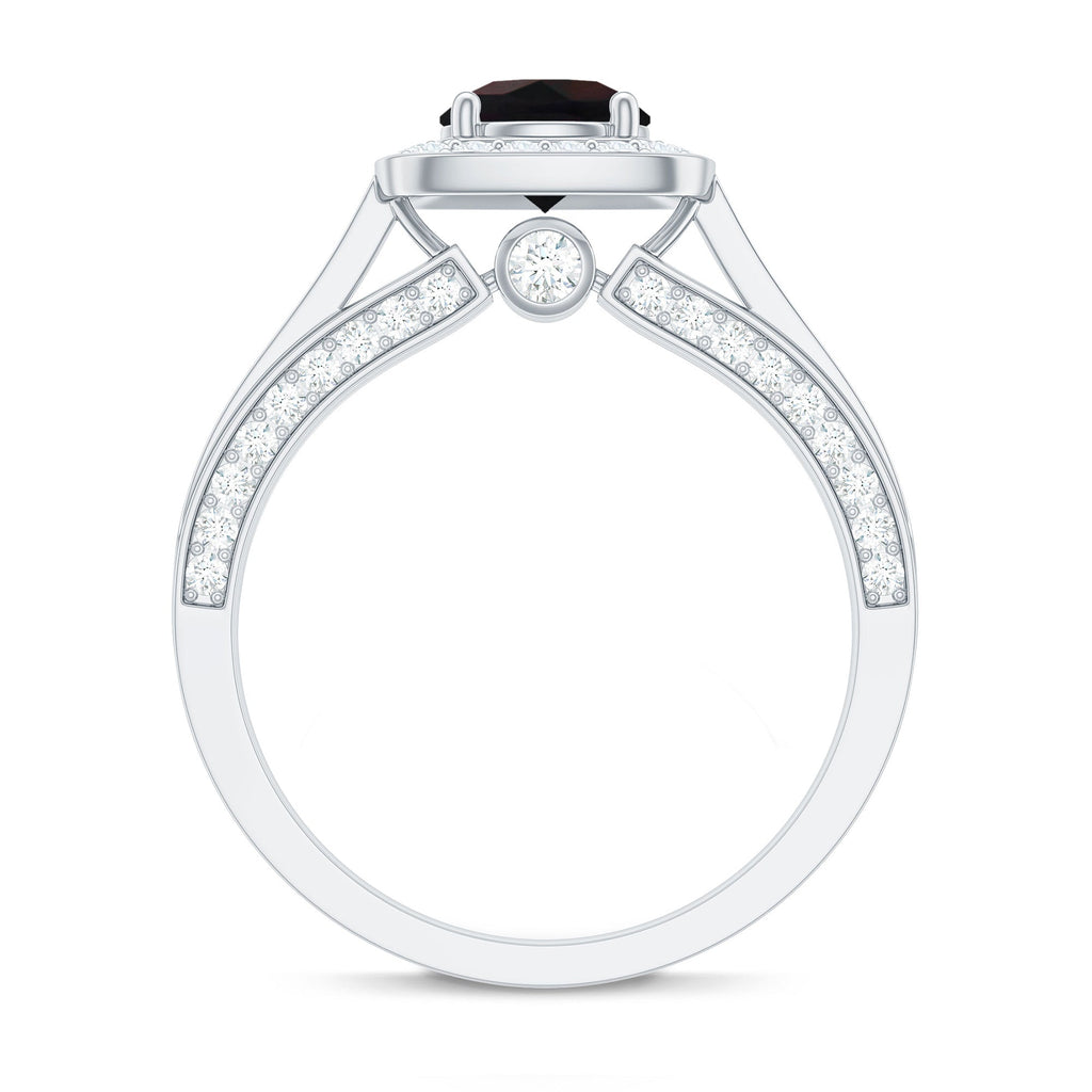 Classic Black Opal Engagement Ring with Moissanite Accent