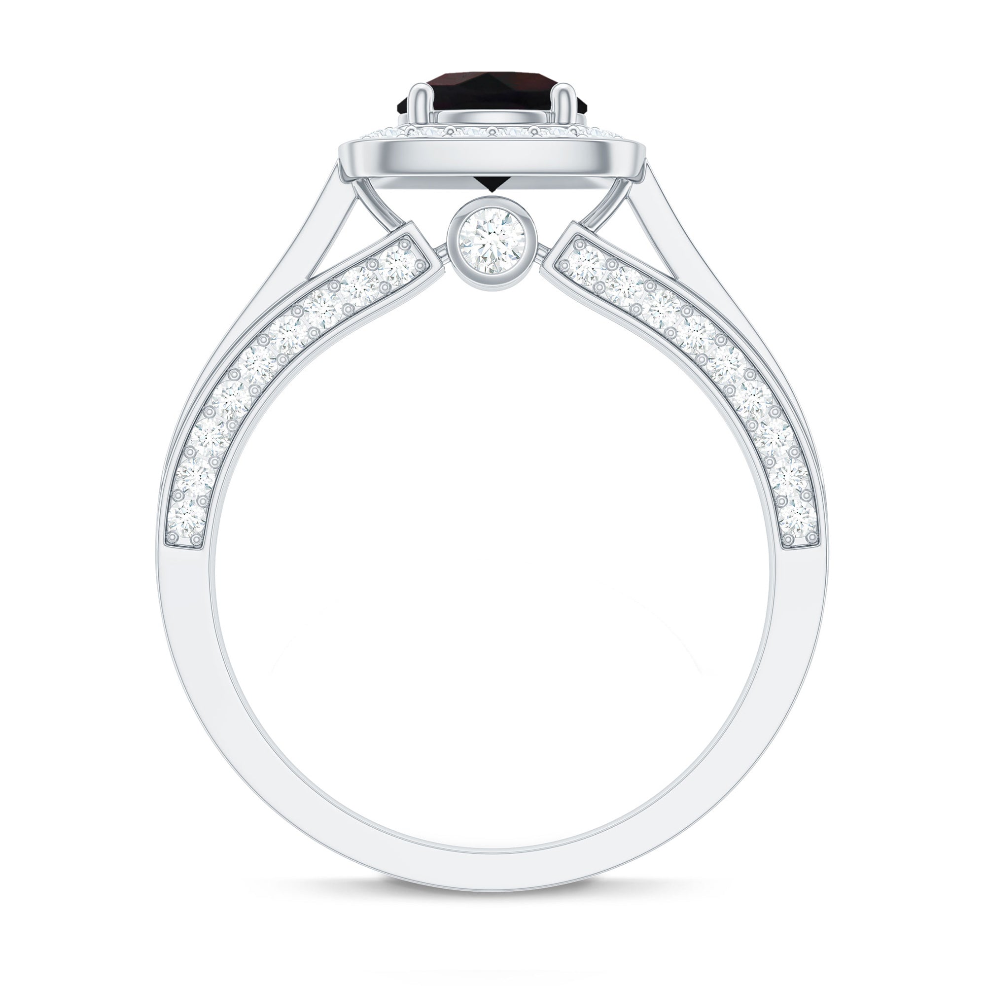 Classic Black Opal Engagement Ring with Moissanite Accent