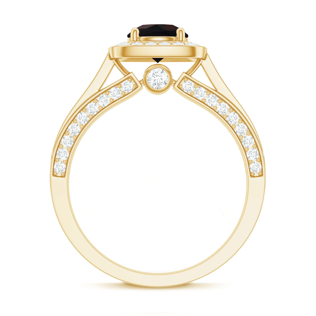 Classic Black Opal Engagement Ring with Moissanite Accent