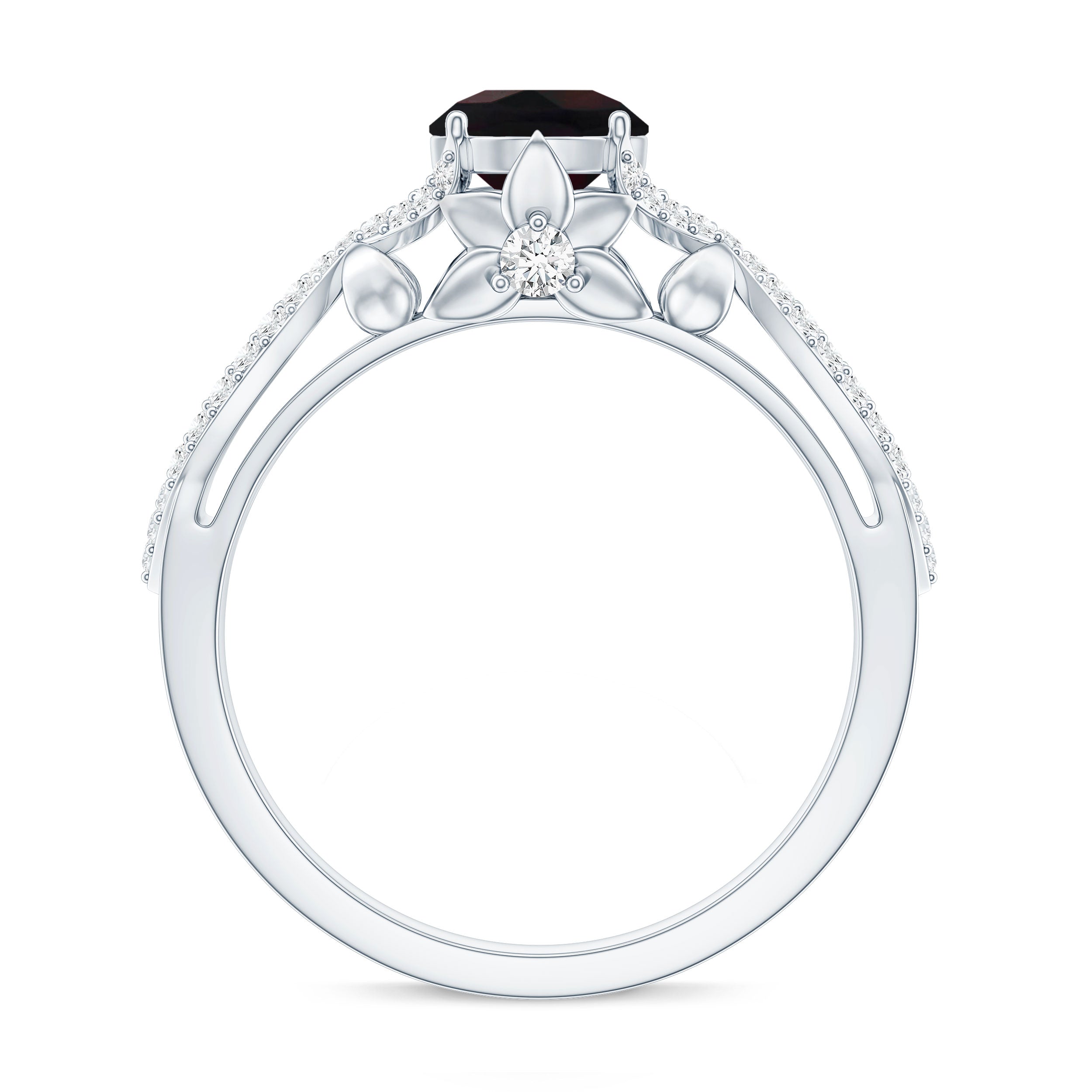 Natural Black Opal Crossover Engagement Ring with Diamond