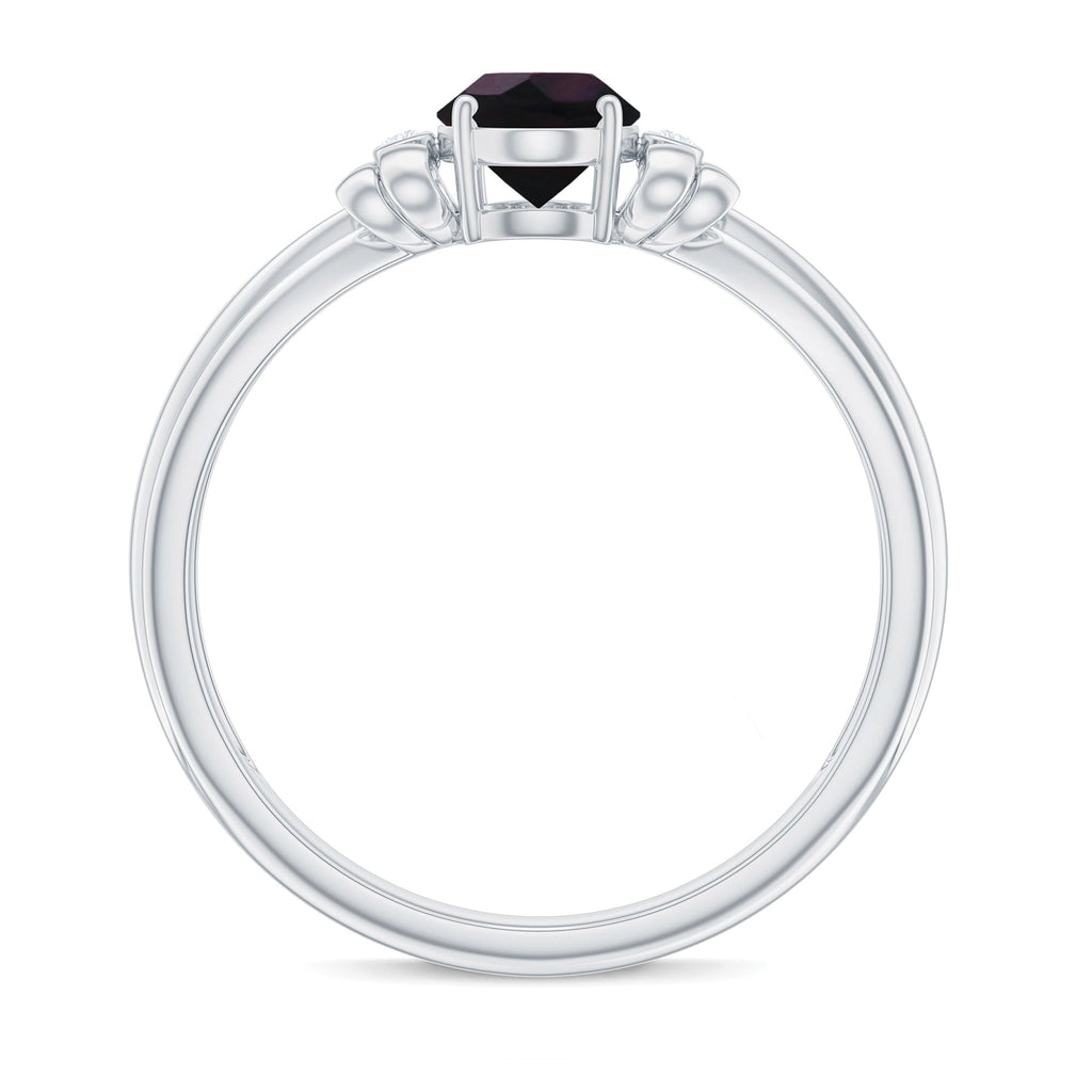 0.9 Carat Oval Cut Black Opal Solitaire Engagement Ring with Diamond