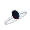 Oval Cut 0.9 Carat Black Opal Bezel Set Engagement Ring