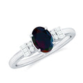 0.9 Carat Oval Cut Black Opal Engagement Ring with Diamond