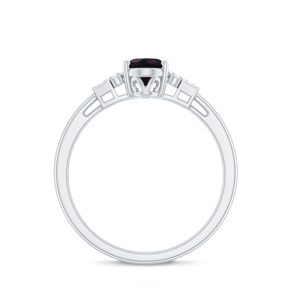 0.9 Carat Oval Cut Black Opal Engagement Ring with Diamond