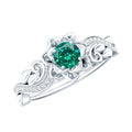 Lab Grown Emerald Diamond Flower Engagement Ring with Certificate