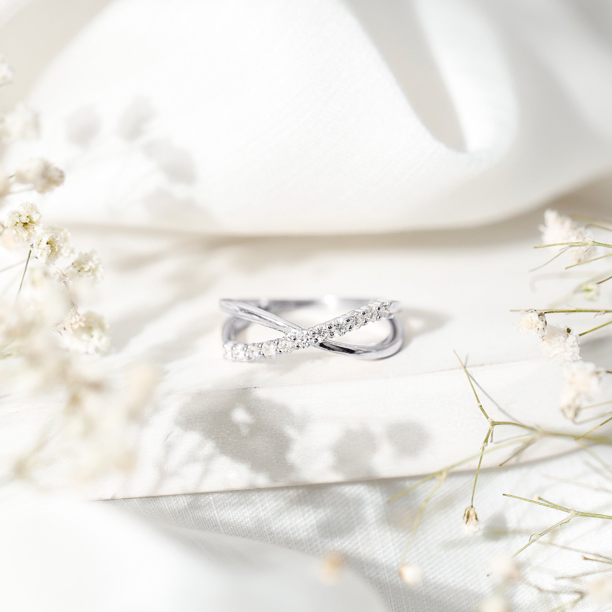 Natural Diamond Crossover Promise Ring