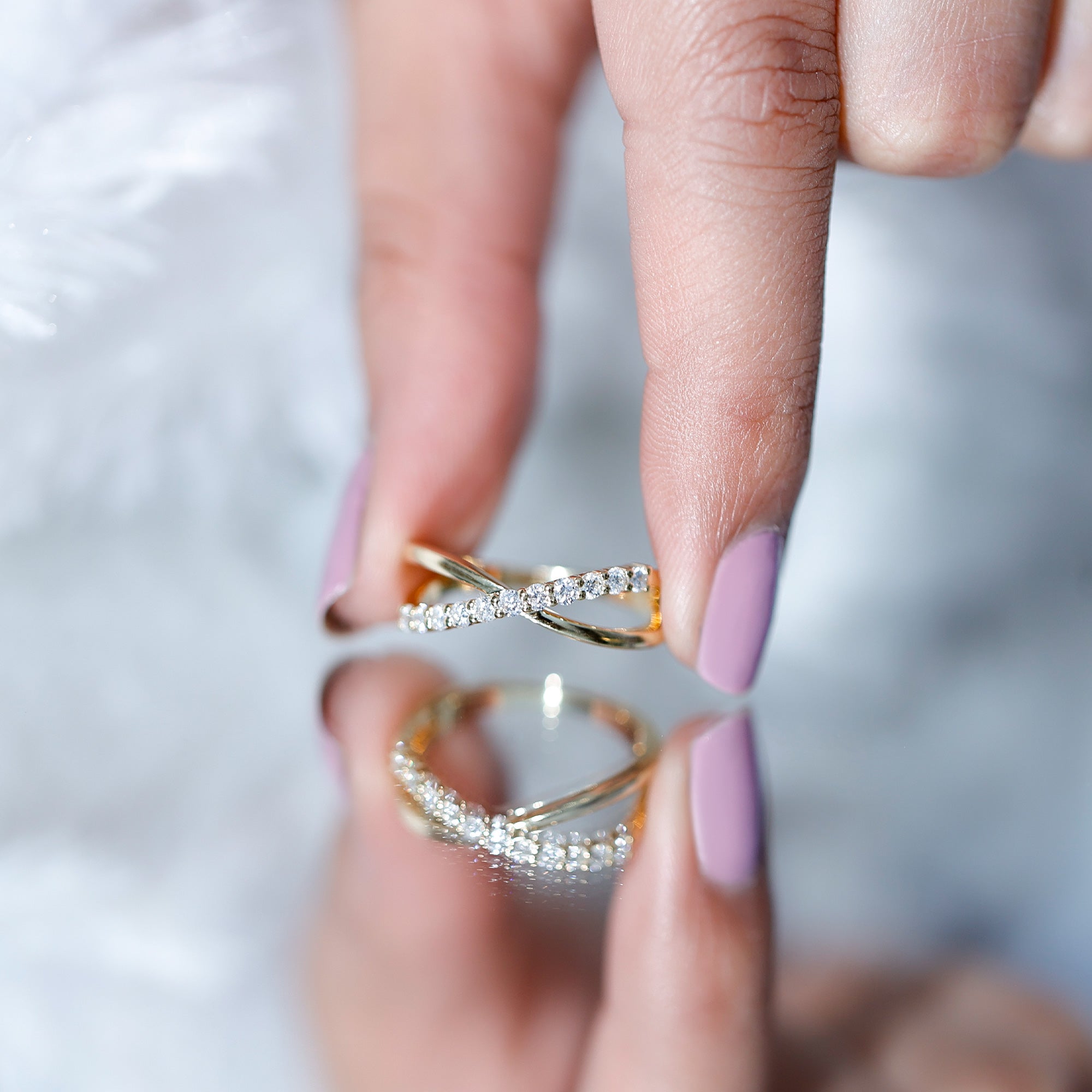 Natural Diamond Crossover Promise Ring