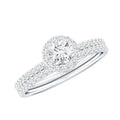 Certified Moissanite Halo Bridal Ring Set