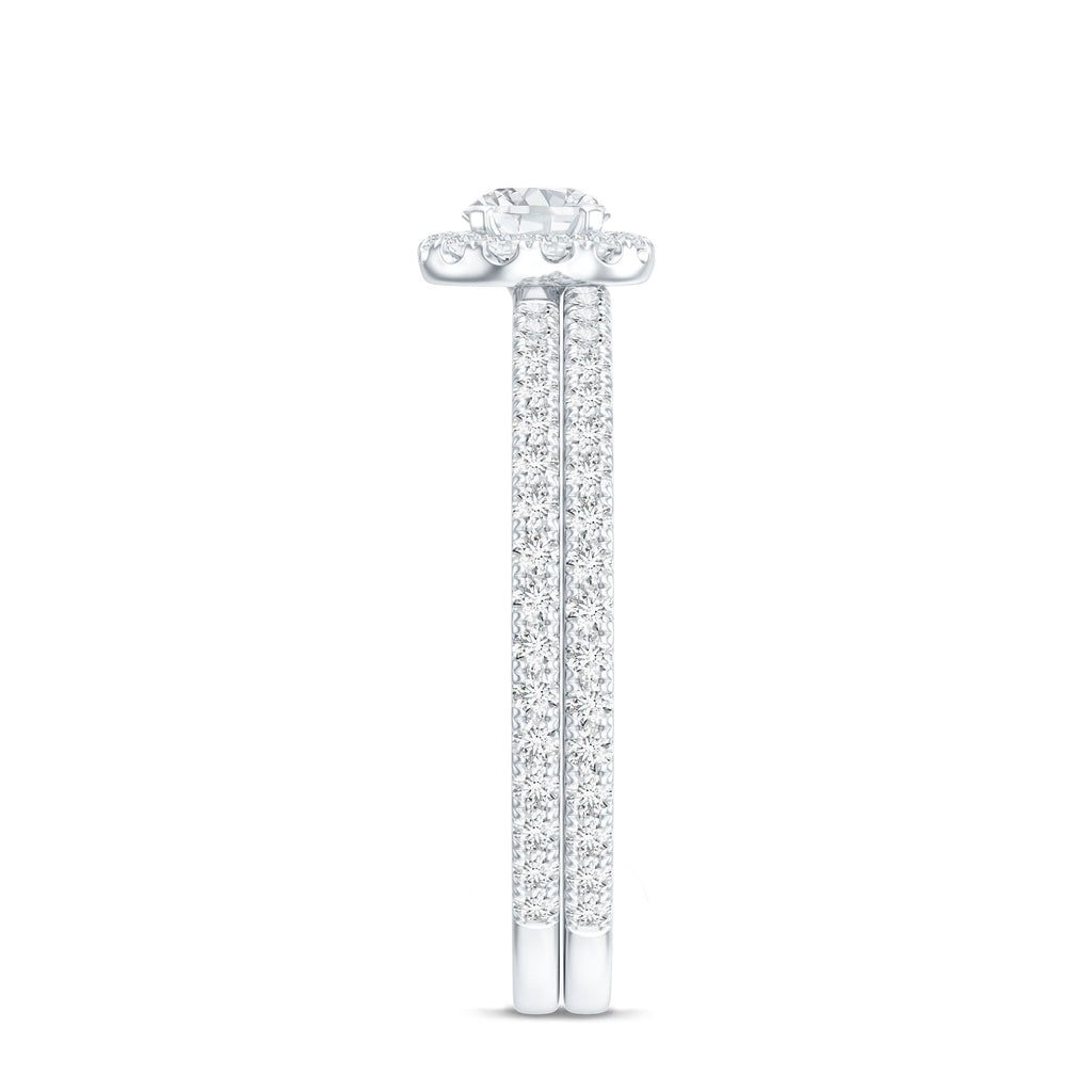 Certified Moissanite Halo Bridal Ring Set