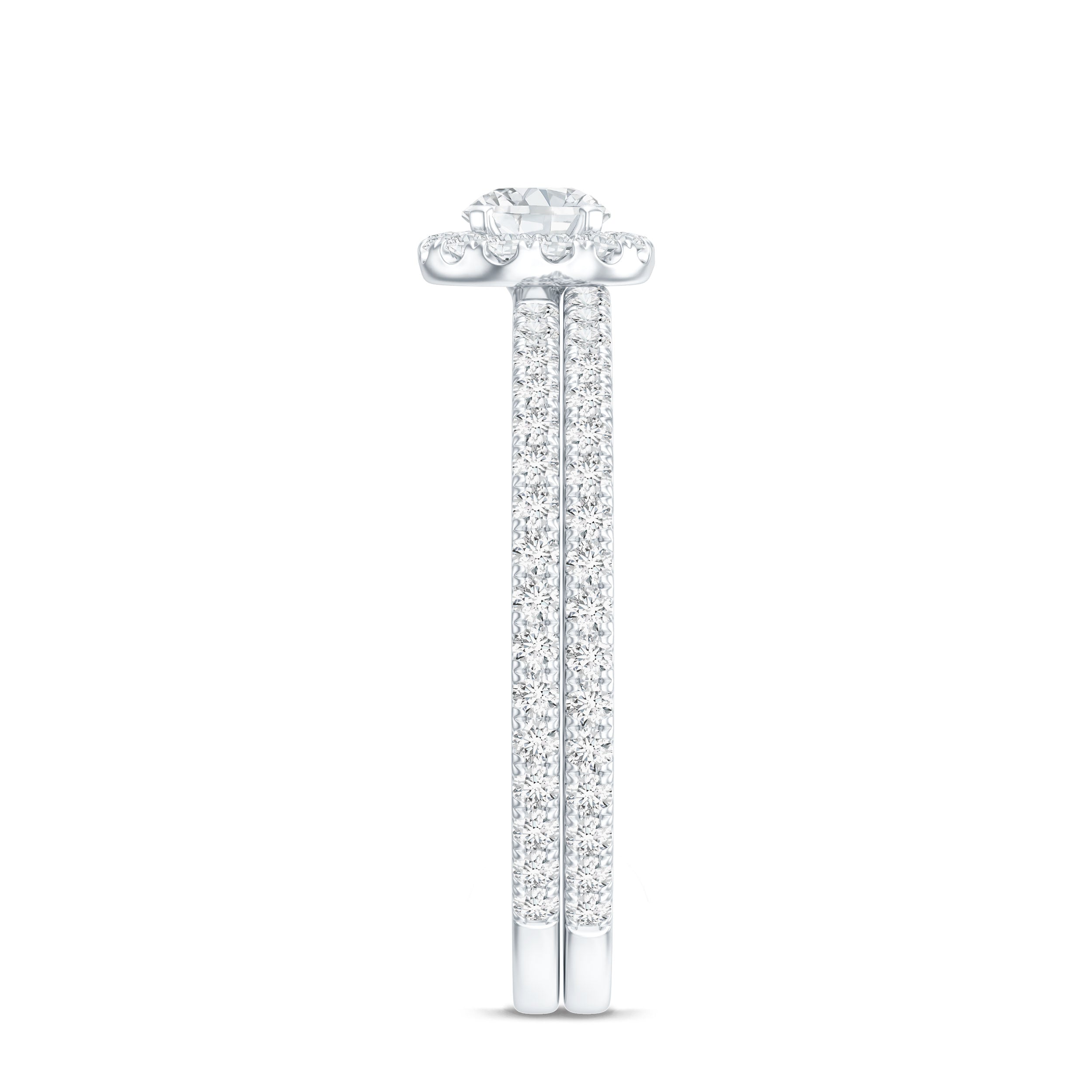Certified Moissanite Halo Bridal Ring Set